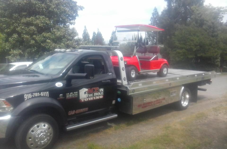 We picked up the golf cart out at Morgan Creek, and delivered it to a new owner. No towing job is too big, or too small for Rocklin Ace Towing.