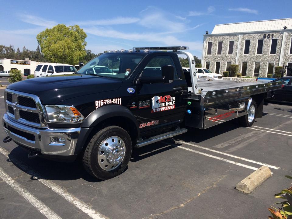 We love taking pictures of our tow trucks. We are so proud to have the best fleet of flatbed tow trucks anywhere, and check out how sweet they look. At Rocklin Ace Towing, we tow our customers with class!