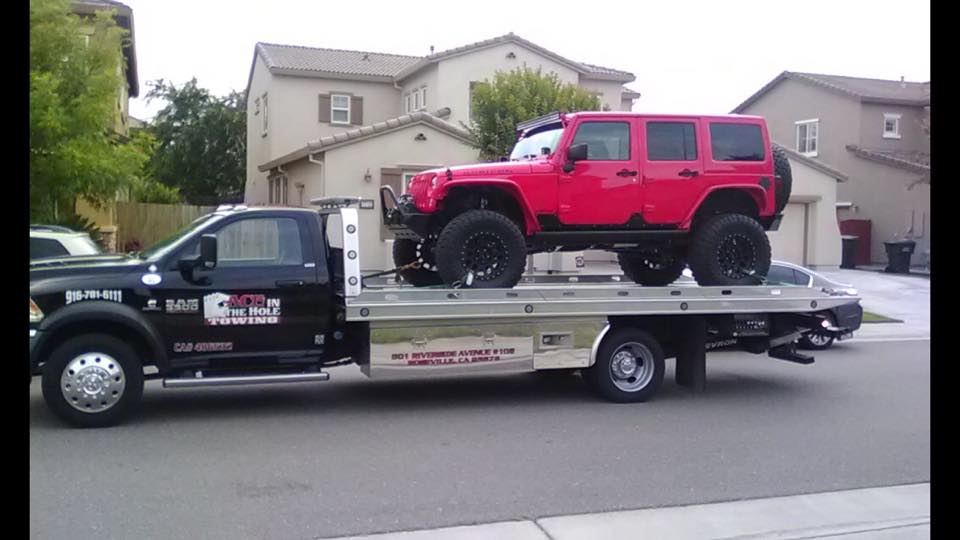 Red Jeeps are sweet looking. Unfortunately, sometimes Red Jeeps break down, and when they do, Rocklin Ace Towing is ready to help. Call us anytime, day or night, and we will get to you with a state of the art tow truck, that can tow your Jeep. Even if you have a Blue Jeep, or a Green Jeep ,or a Black Jeep, Rocklin Ace Towing can take care of your towing needs.